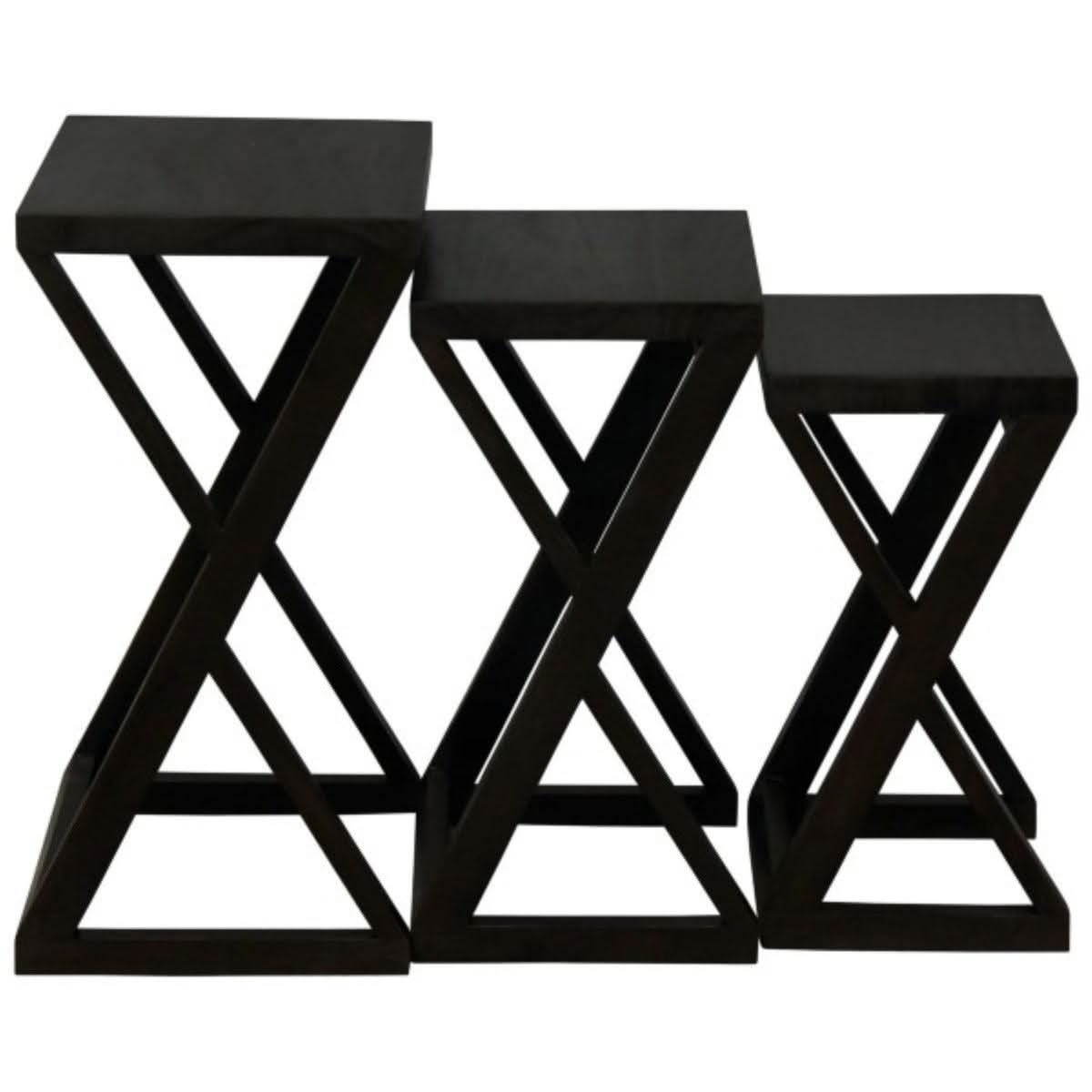 BRESCIA SOLID MAHOGANY NEST OF TABLES/SET OF 3 SMALL SOLID MAHOGANY TABLES IN CHOCOLATE - MyChocolateWood