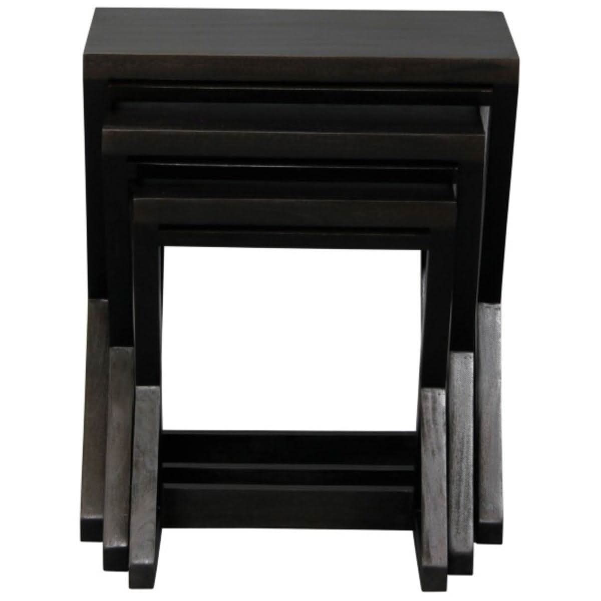 BRESCIA SOLID MAHOGANY NEST OF TABLES/SET OF 3 SMALL SOLID MAHOGANY TABLES IN CHOCOLATE - MyChocolateWood