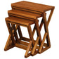 BRESCIA SOLID MAHOGANY NEST OF TABLES/SET OF 3 SMALL SOLID MAHOGANY TABLES IN LIGHT PECAN - MyChocolateWood