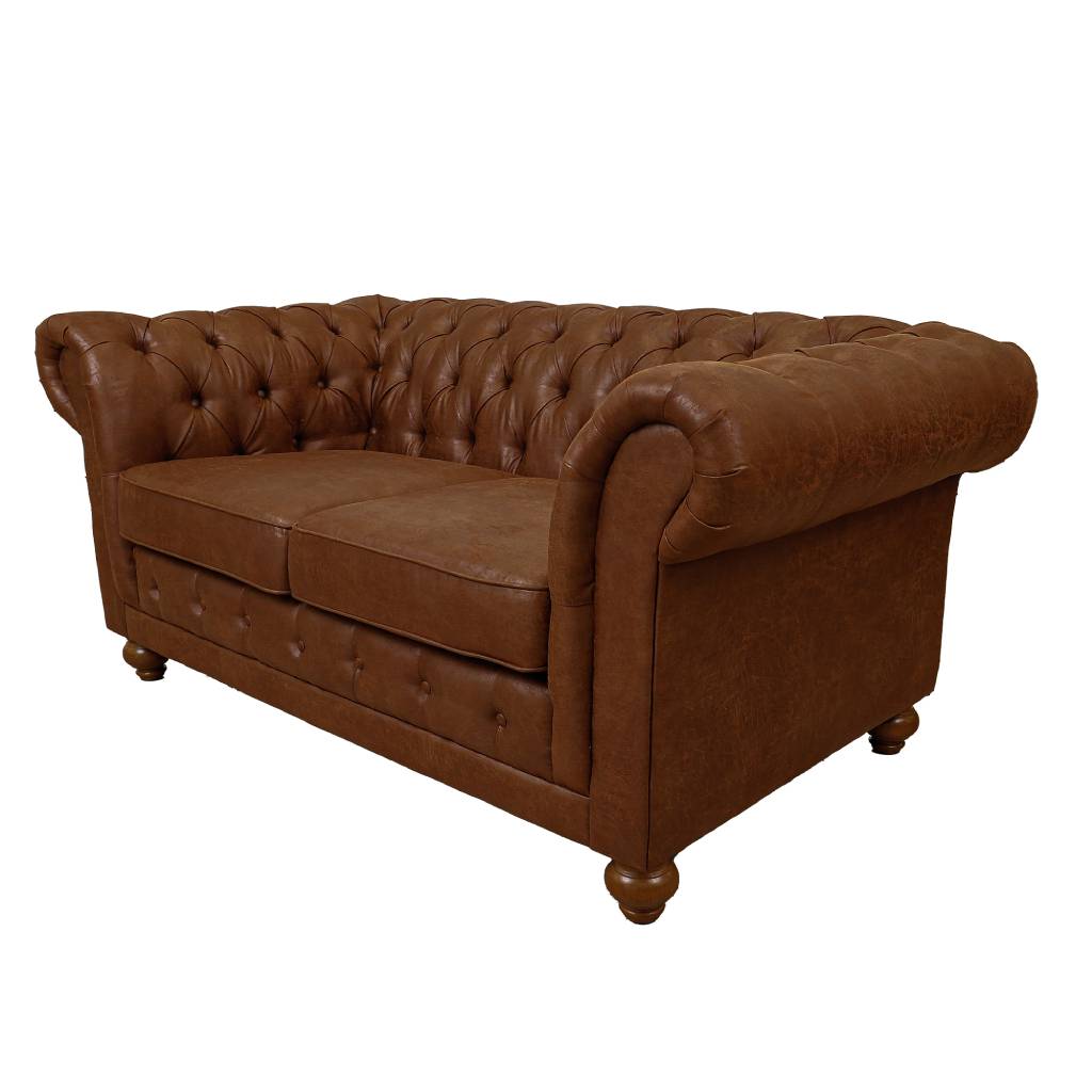 BRIGHTON 2-SEATER FABRIC SOFA/SETTEE/COUCH IN TAN - MyChocolateWood
