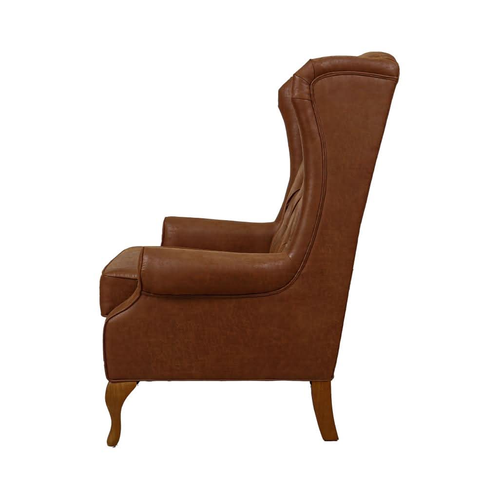 BRIGHTON FABRIC WING CHAIR IN TAN - MyChocolateWood