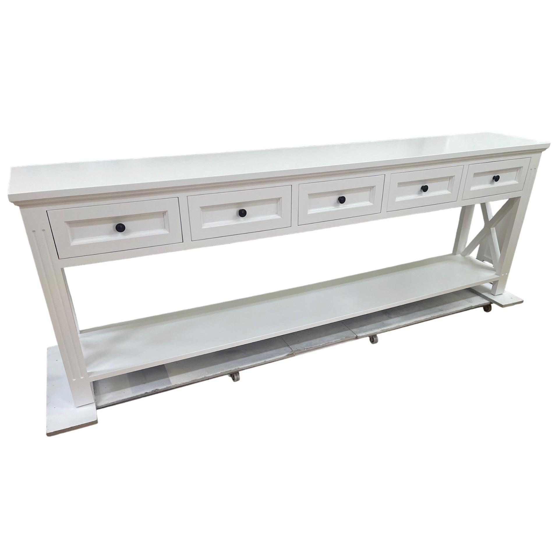 BRITTANY FRENCH PROVINCIAL CONSOLE TABLE /HALL TABLE 5 DRAWERS IN WHITE - MyChocolateWood