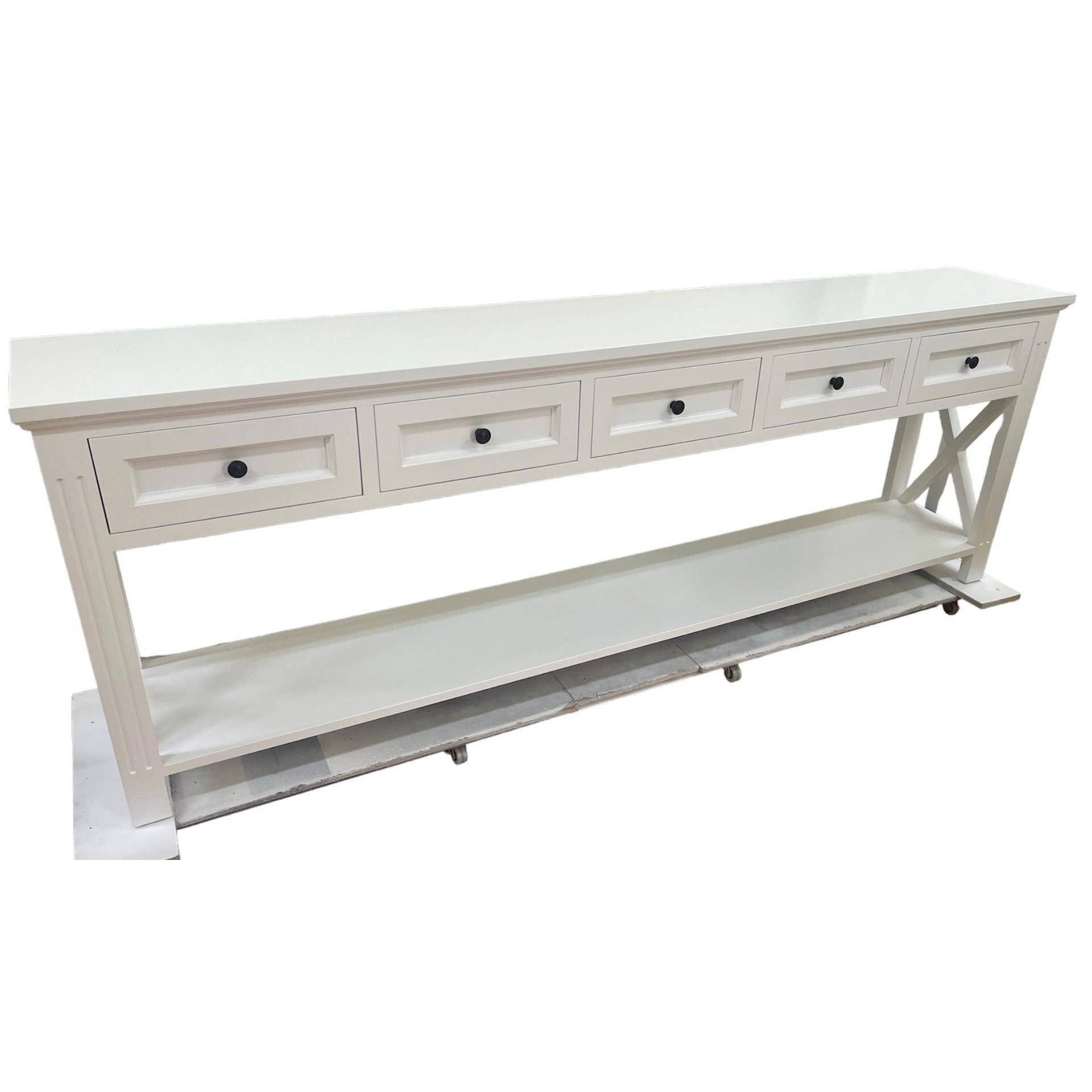 BRITTANY FRENCH PROVINCIAL CONSOLE TABLE /HALL TABLE 5 DRAWERS IN WHITE - MyChocolateWood