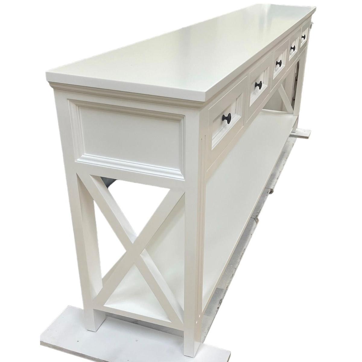 BRITTANY FRENCH PROVINCIAL CONSOLE TABLE /HALL TABLE 5 DRAWERS IN WHITE - MyChocolateWood