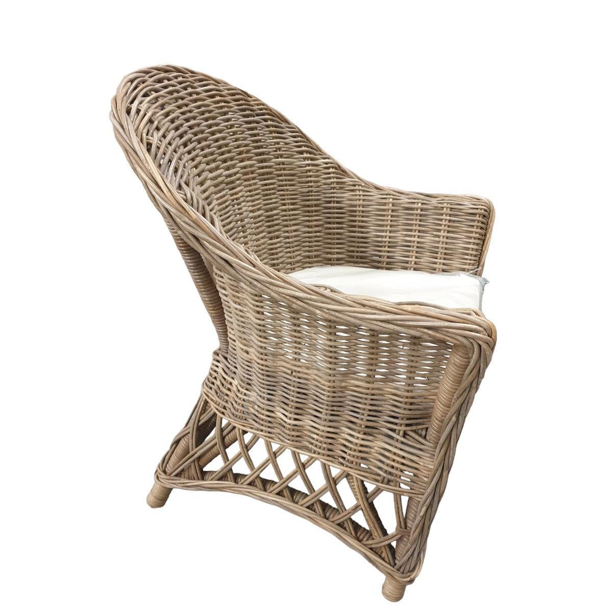 BRONSON KUBU GREY RATTAN LOUNGE CHAIR ACCENT CHAIR/ ARMCHAIR W/CUSHION - MyChocolateWood