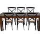 BROSLEY SOLID MANGO 9 PIECE DINING SET 1 X 210CM DINING TABLE + 8 MELROSE BLACK CROSS-BACK DINING CHAIRS