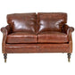 BUCKINGHAM AGED LEATHER 2-SEATER SOFA WITH BRASS STUD DETAILING - MyChocolateWood