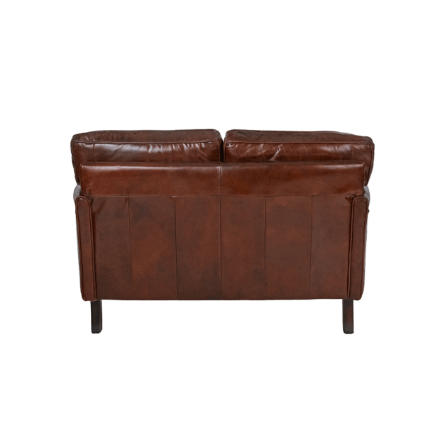 BUCKINGHAM AGED LEATHER 2-SEATER SOFA WITH BRASS STUD DETAILING - MyChocolateWood