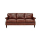 BUCKINGHAM AGED LEATHER 3 SEATER SOFA WITH BRASS STUD DETAILING - MyChocolateWood