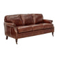 BUCKINGHAM AGED LEATHER 3 SEATER SOFA WITH BRASS STUD DETAILING - MyChocolateWood