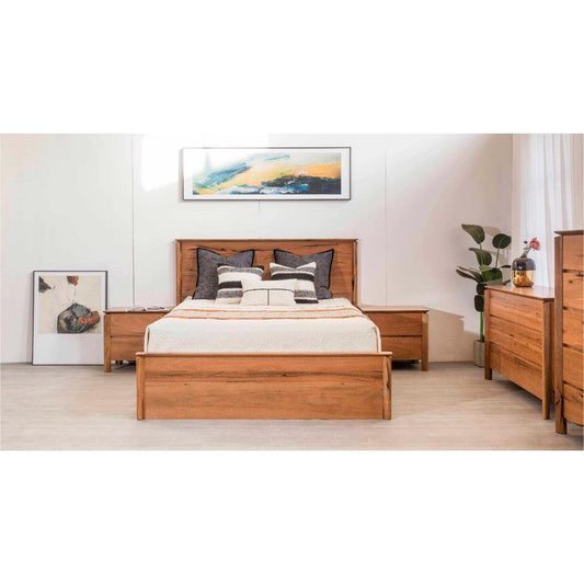 BUNGARRA GAS LIFT STORAGE QUEEN SIZE BED IN MARRI WOOD - NATURAL - MyChocolateWood