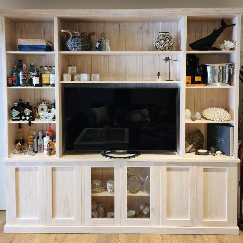 BURLINGTON 2 PIECE WALL UNIT TV ENTERTAINMENT CENTRE BOOKCASE/BOOKSHELF - MyChocolateWood