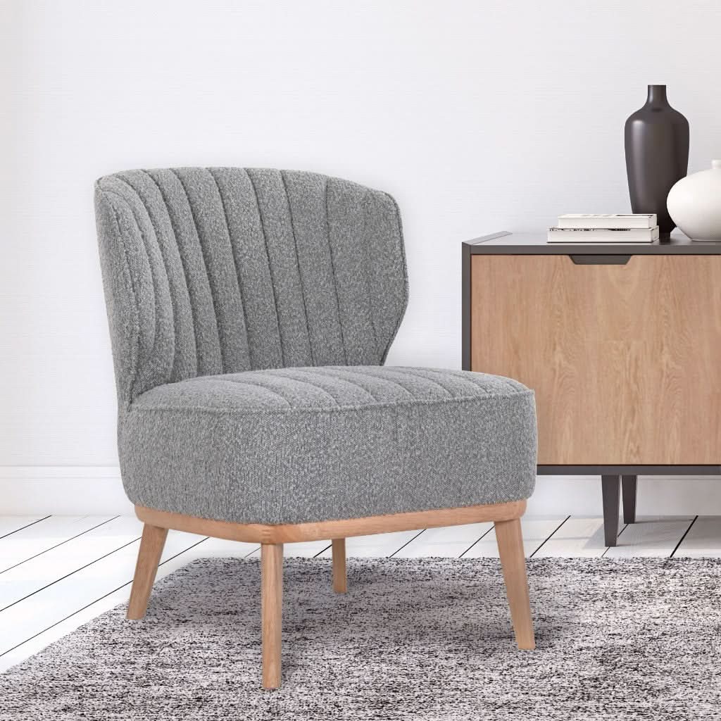 BUTTERCUP FABRIC ARMCHAIR IN GREY - MyChocolateWood