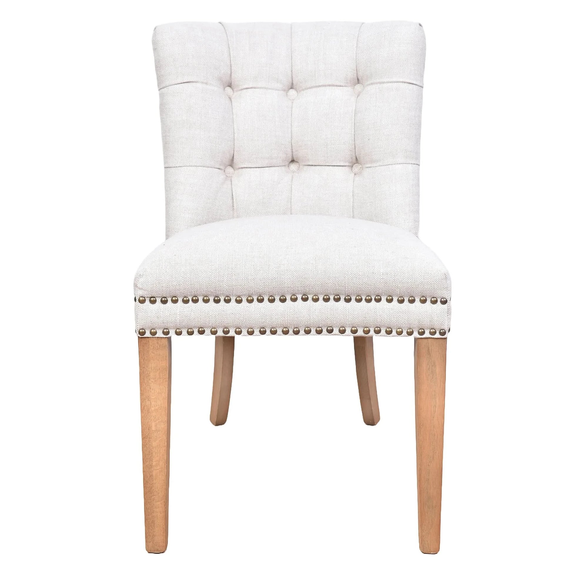 CALABRIA DOVE GREY LINEN FABRIC DINING CHAIR WITH BRIARSMOKE LEGS - MyChocolateWood