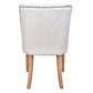CALABRIA DOVE GREY LINEN FABRIC DINING CHAIR WITH BRIARSMOKE LEGS - MyChocolateWood
