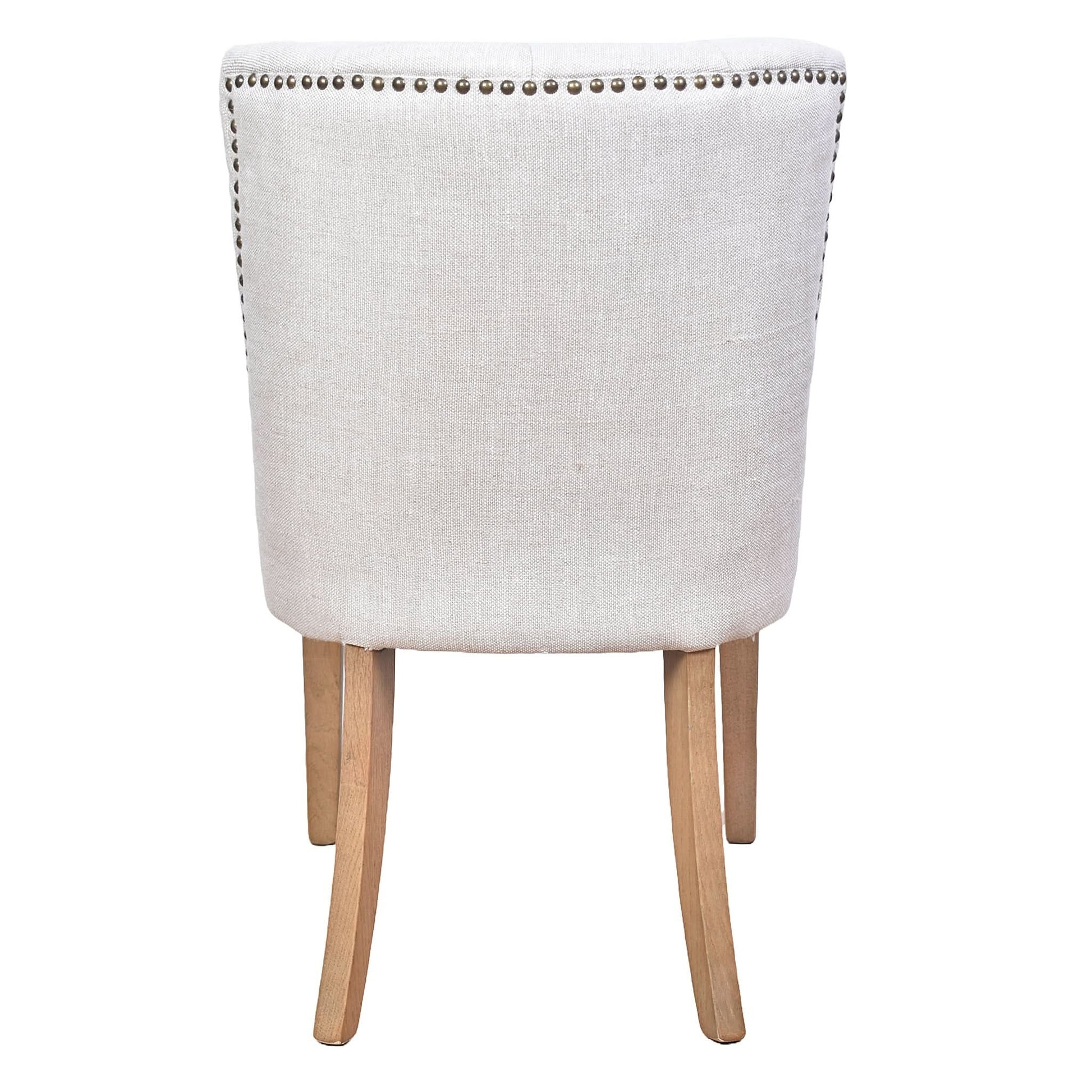 CALABRIA DOVE GREY LINEN FABRIC DINING CHAIR WITH BRIARSMOKE LEGS - MyChocolateWood
