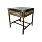 CAMINO RATTAN & MANGO LAMP TABLE/SIDE TABLE BLACK SHADOW WITH GLASS TOP - MyChocolateWood