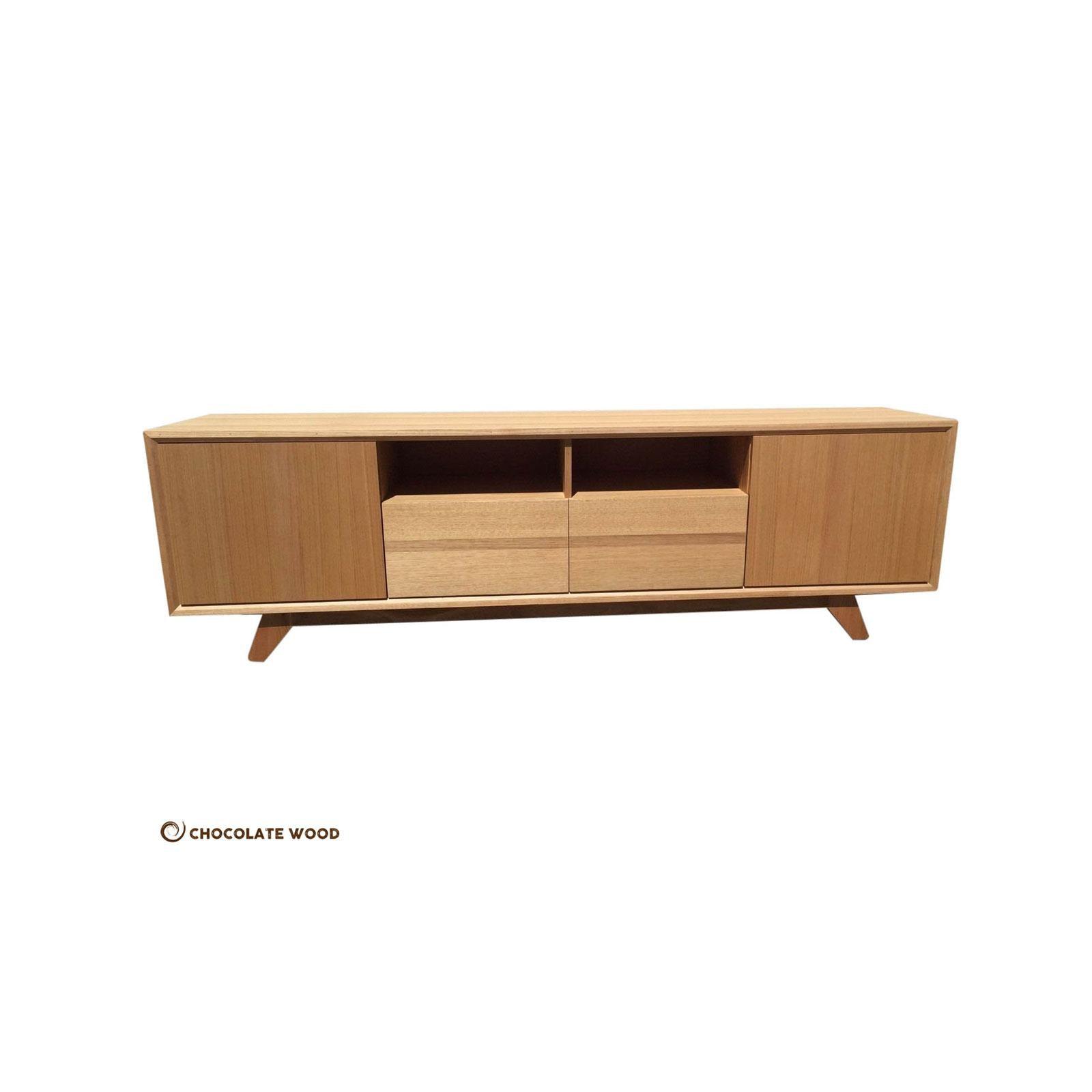 CAMMERAY TASSIE OAK TV/ENTERTAINMENT UNIT IN CLEAR LACQUER - CUSTOM MADE - MyChocolateWood