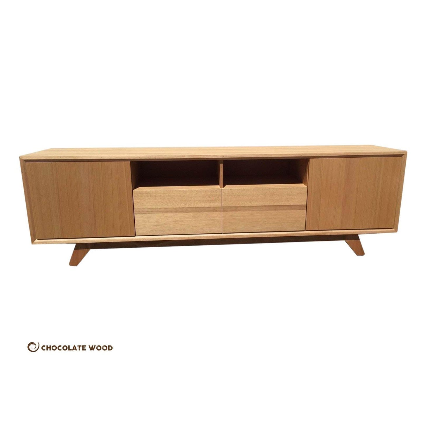 CAMMERAY TASSIE OAK TV/ENTERTAINMENT UNIT IN CLEAR LACQUER - CUSTOM MADE - MyChocolateWood