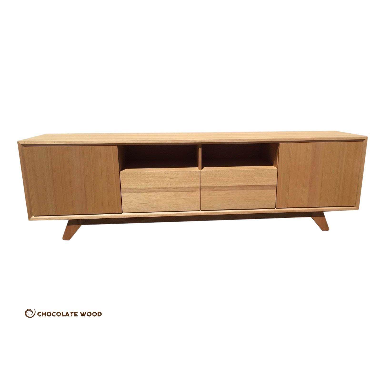 CAMMERAY TASSIE OAK TV/ENTERTAINMENT UNIT IN CLEAR LACQUER - CUSTOM MADE - MyChocolateWood