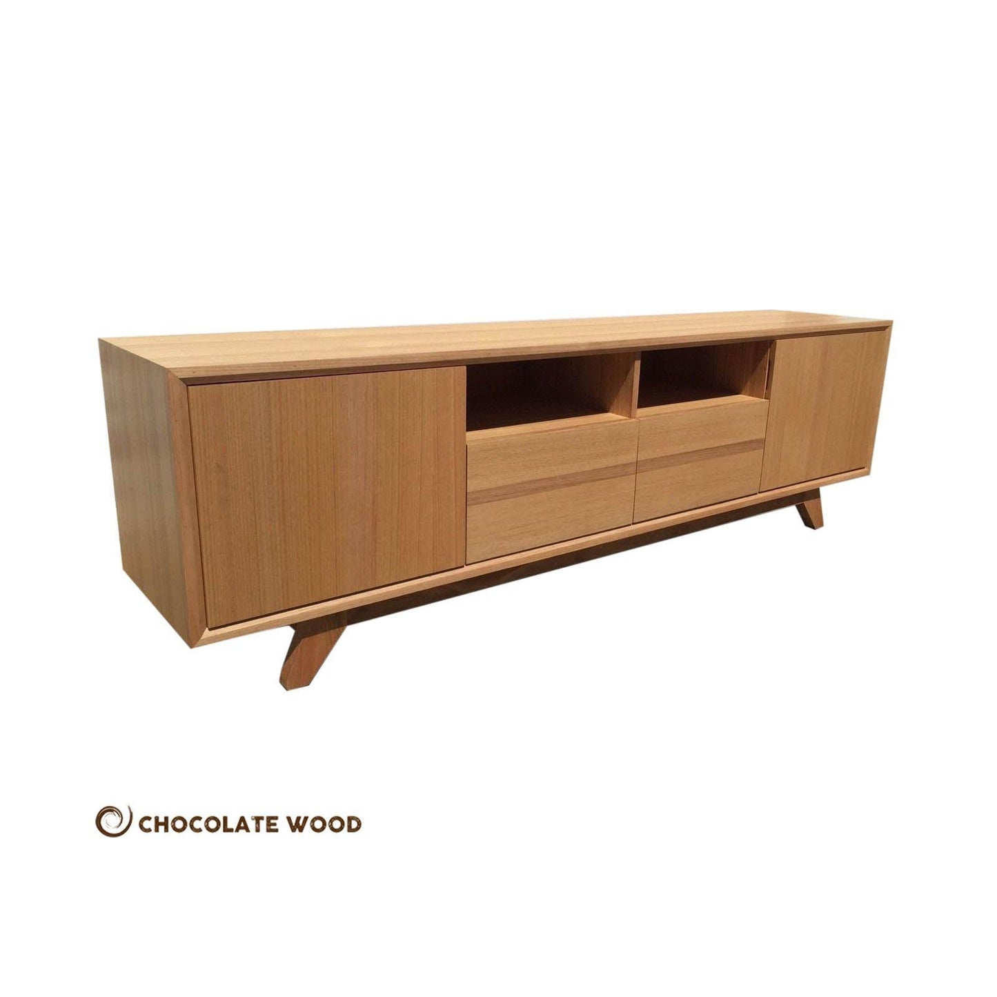 CAMMERAY TASSIE OAK TV/ENTERTAINMENT UNIT IN CLEAR LACQUER - CUSTOM MADE - MyChocolateWood