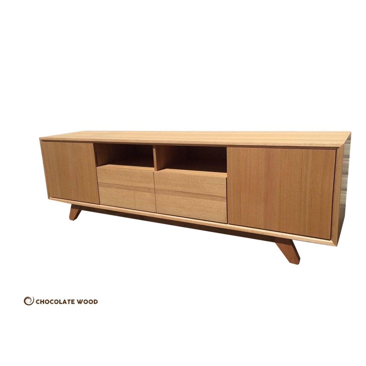 CAMMERAY TASSIE OAK TV/ENTERTAINMENT UNIT IN CLEAR LACQUER - CUSTOM MADE - MyChocolateWood