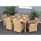 CAPELL CHARCOAL 7-PIECE OUTDOOR DINING SUITE TEAK LOOK WICKER ON ALUMINIUM FRAME/CHARCOAL CUSHIONS