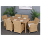 CAPELL WHITE 7-PIECE OUTDOOR DINING SUITE WICKER ON ALUMINIUM FRAME TEAK LOOK/NATURAL CUSHIONS