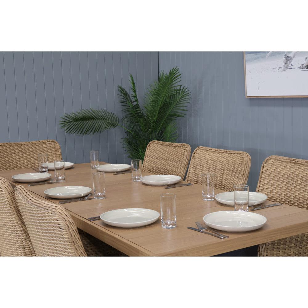 CAPELL CHARCOAL 9-PIECE OUTDOOR DINING SUITE WICKER ON ALUMINIUM FRAME TEAK LOOK CHARCOAL