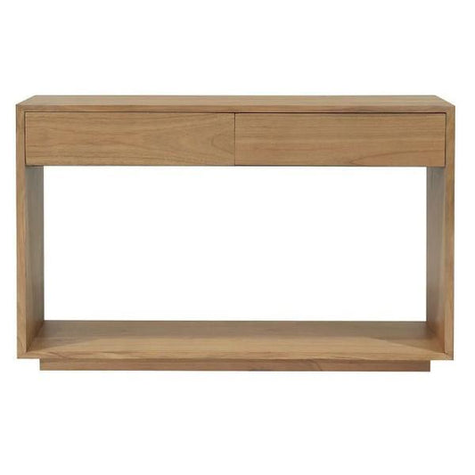 CARDEW SOLD WHITE CEDAR TIMBER CONSOLE TABLE/HALL TABLE 2 DRAWERS IN NATURAL - MyChocolateWood