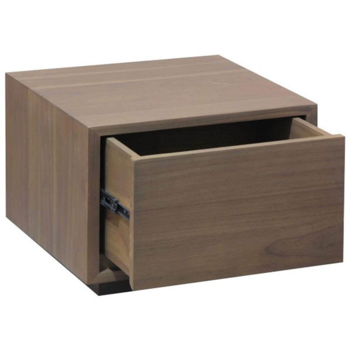 CARDEW SOLID WHITE CEDAR (MINDI WOOD) TIMBER LOW BEDSIDE TABLE 1 DRAWER IN LATTE - MyChocolateWood