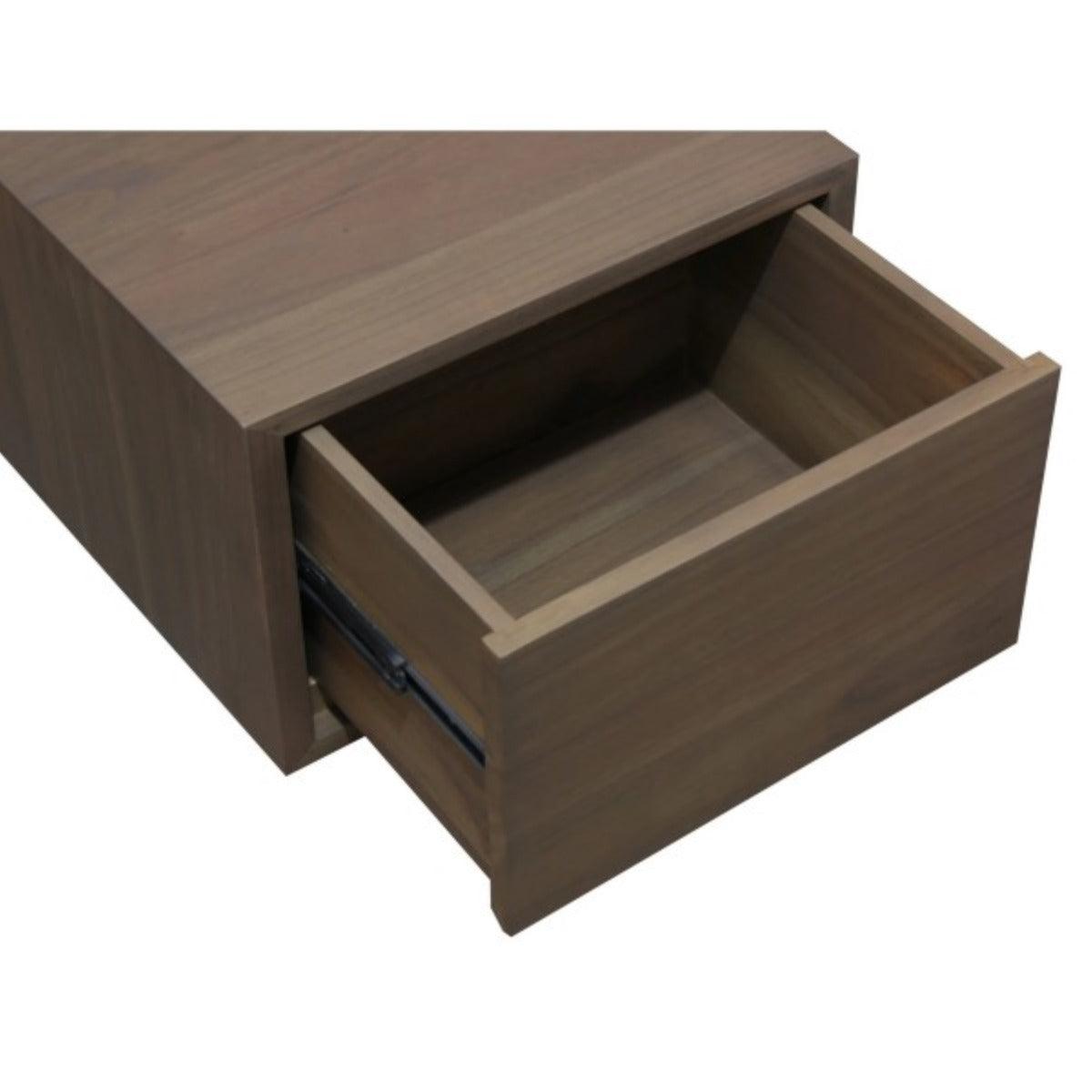 CARDEW SOLID WHITE CEDAR (MINDI WOOD) TIMBER LOW BEDSIDE TABLE 1 DRAWER IN LATTE - MyChocolateWood