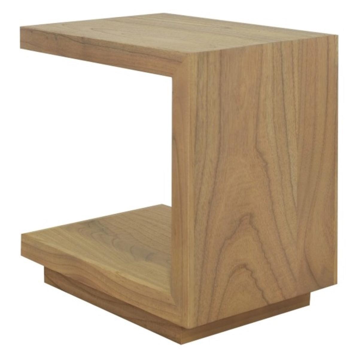 CARDEW SOLID WHITE CEDAR TIMBER C- SHAPE SIDE TABLE, NATURAL - MyChocolateWood