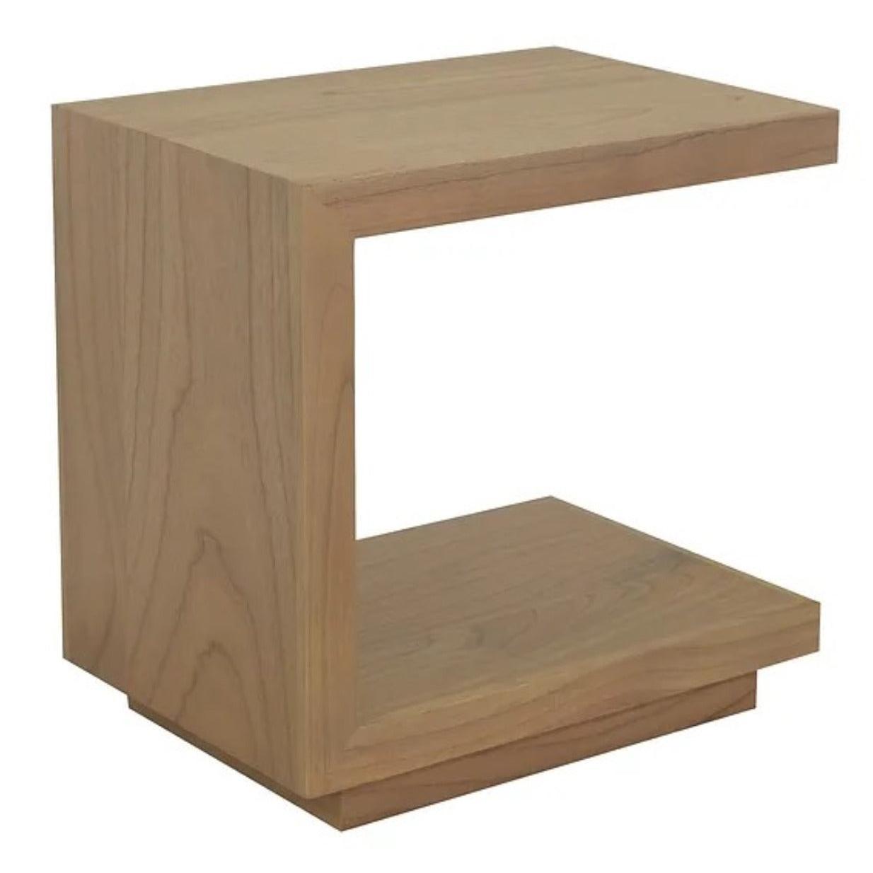 CARDEW SOLID WHITE CEDAR TIMBER C- SHAPE SIDE TABLE, NATURAL - MyChocolateWood