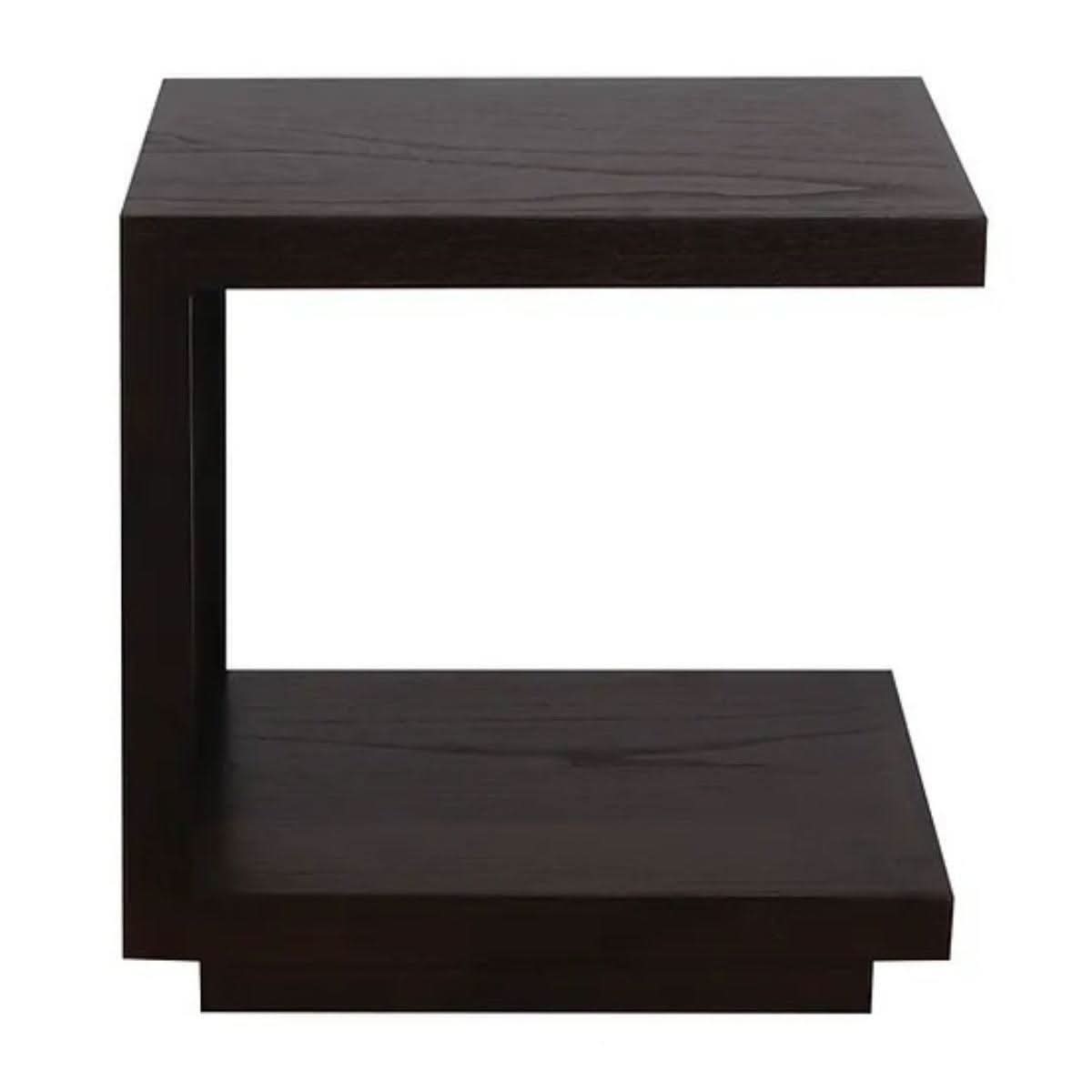 CARDEW SOLID WHITE CEDAR TIMBER C- SHAPE SIDE TABLE, WALNUT - MyChocolateWood