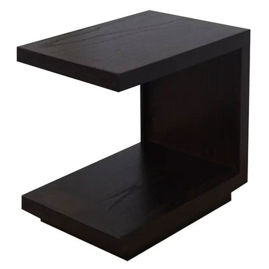 CARDEW SOLID WHITE CEDAR TIMBER C- SHAPE SIDE TABLE, WALNUT - MyChocolateWood