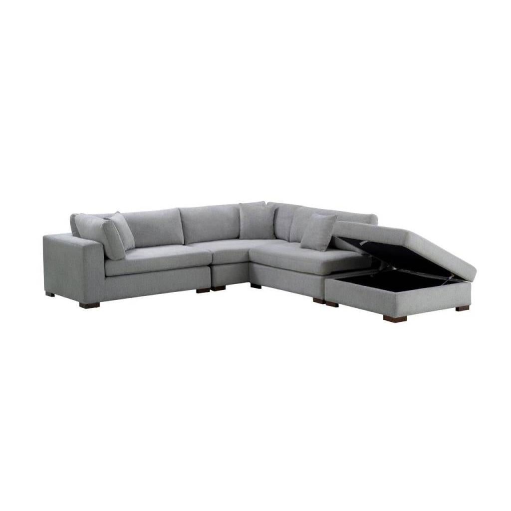 CARLSON LOUNGE - FABRIC 5-SEATER WITH STORAGE OTTOMAN GREY - MyChocolateWood
