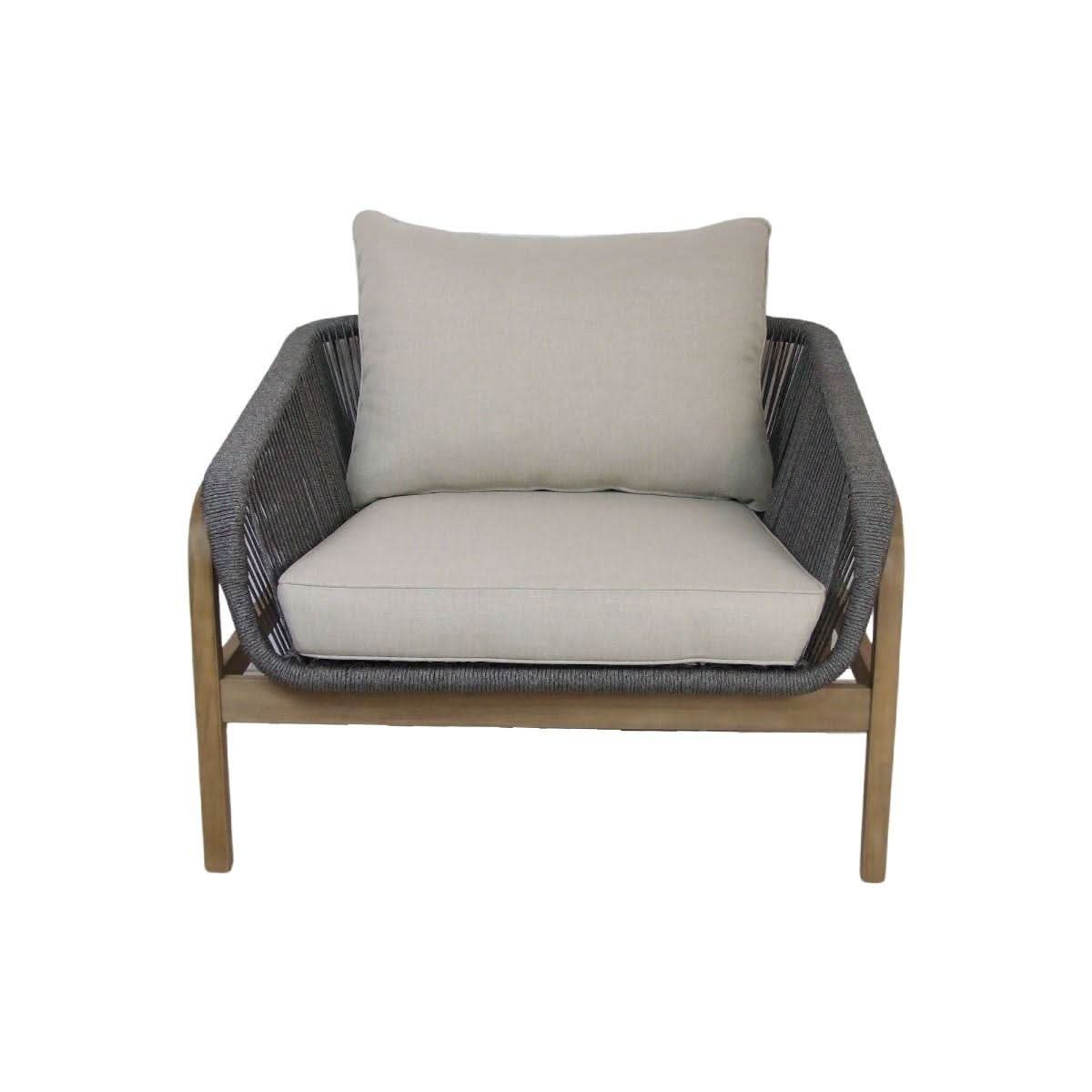 CARRERA ACACIA WOOD & ROPE SINGLE SEATER ARMCHAIR - MyChocolateWood