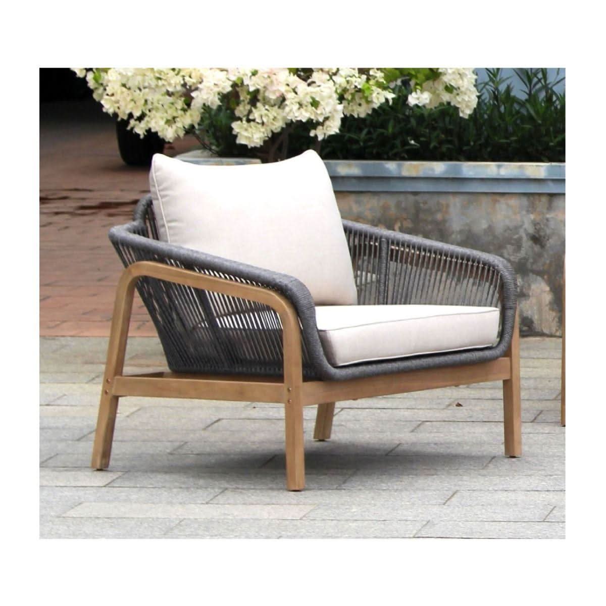 CARRERA ACACIA WOOD & ROPE SINGLE SEATER ARMCHAIR - MyChocolateWood