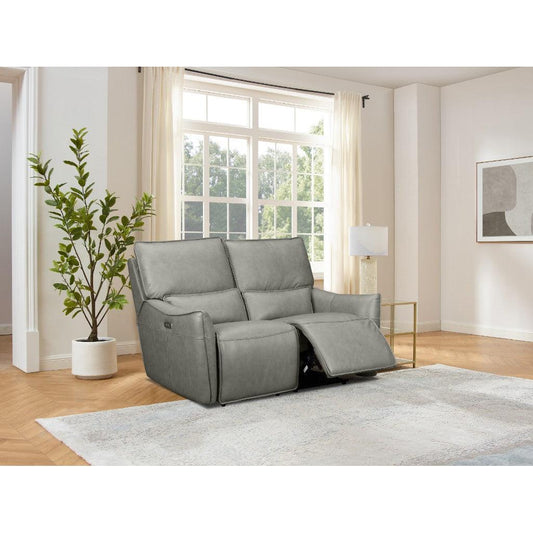 CARRERA LEATHER 2-SEATER DUAL MOTOR ELECTRIC RECLINER  SOFA GREY
