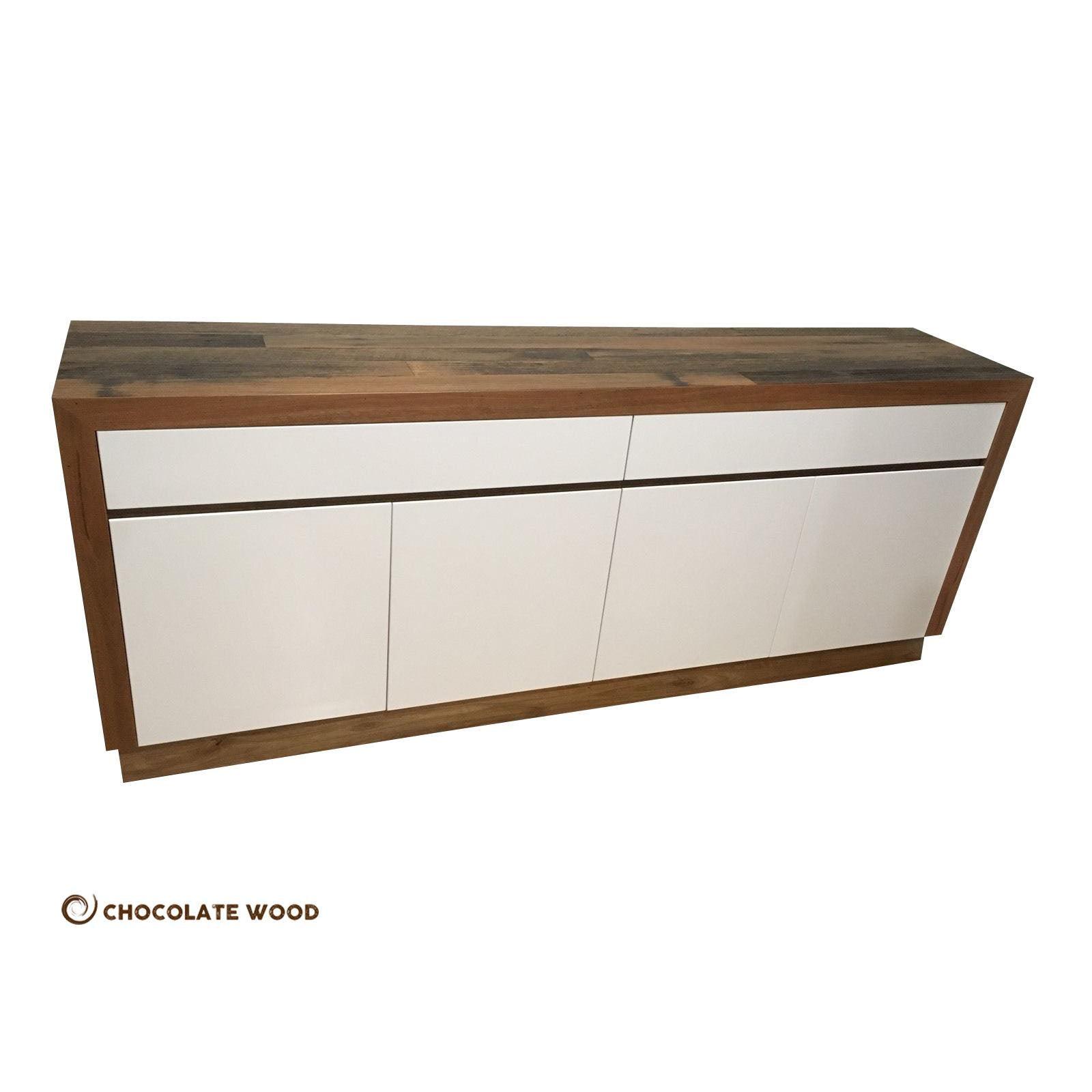 CARRINGTON RECYCLED HARDWOOD BUFFET/SIDEBOARD WITH 4 DOORS & 2 DRAWERS IN WHITE POLYURETHANE - AUSTRALIAN CUSTOM MADE - MyChocolateWood