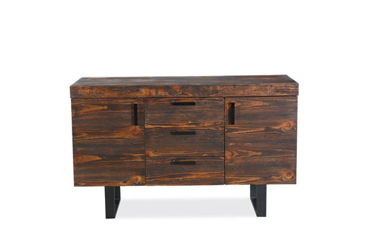 CASTILLE 2 DOOR/3 DRAWER SOLID RECYCLED PINE BUFFET/SIDEBOARD DARK RUSTIC