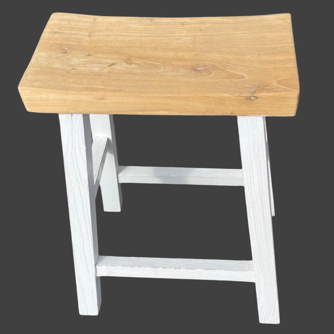 CHAGA RECYCLED ELM BAR STOOL IN 2 TONE FINISH - MyChocolateWood