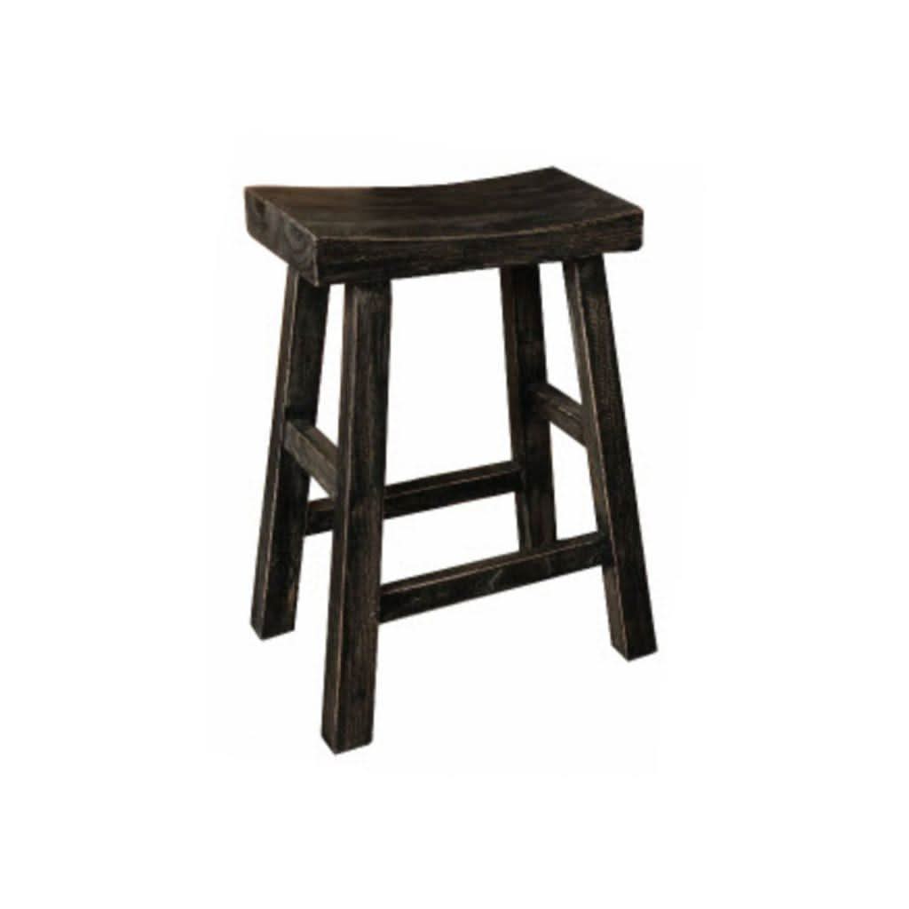 CHAGA RECYCLED ELM BAR STOOL IN DISTRESSED BLACK - MyChocolateWood