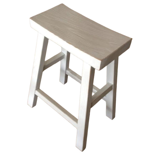CHAGA RECYCLED ELM BAR STOOL IN DISTRESSED WHITE - MyChocolateWood