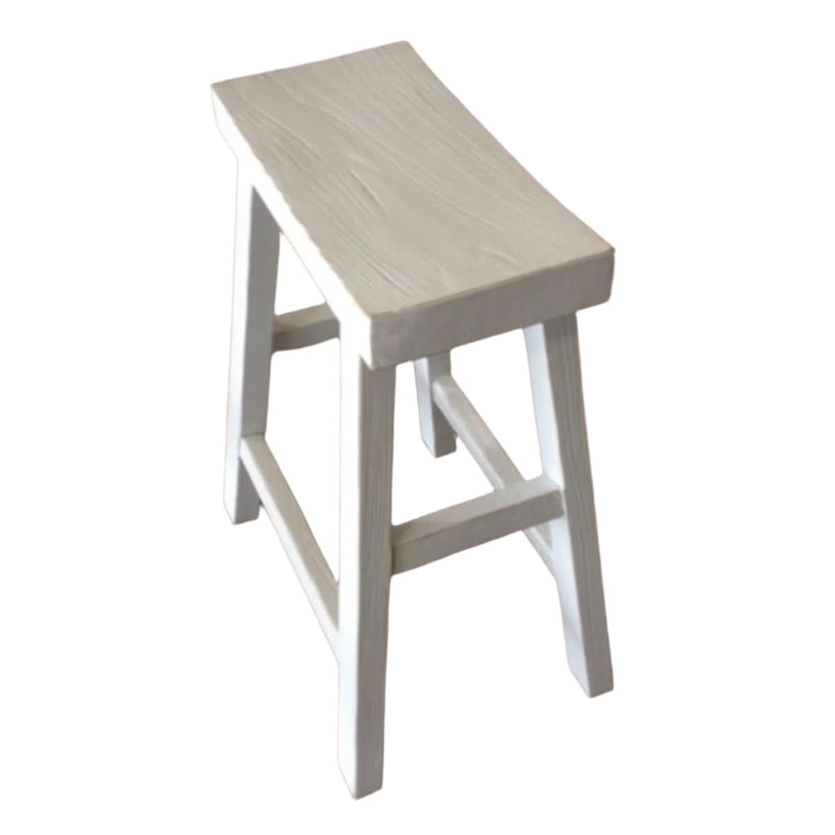 CHAGA RECYCLED ELM BAR STOOL IN DISTRESSED WHITE - MyChocolateWood