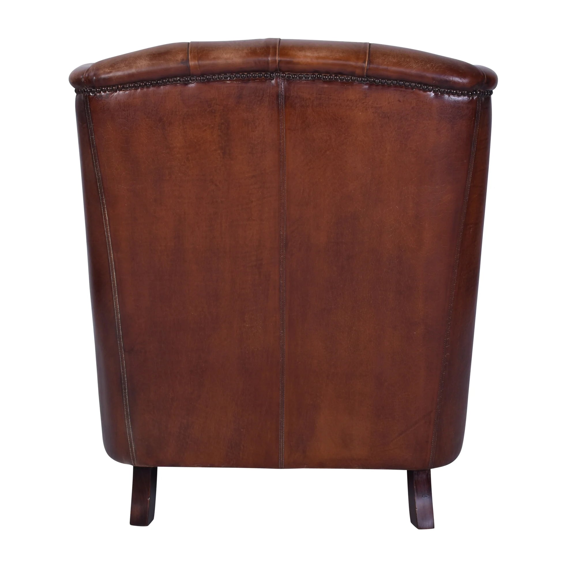 CHAMBERLAIN TOP GRAIN LEATHER ARMCHAIR/LOUNGE CHAIR IN CARAMEL - MyChocolateWood