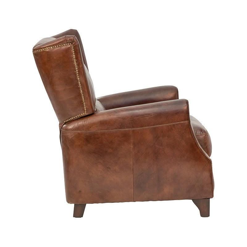 CHAMPIONS AGED LEATHER ARMCHAIR RECLINER IN ORIGINAL AGED LEATHER - MyChocolateWood