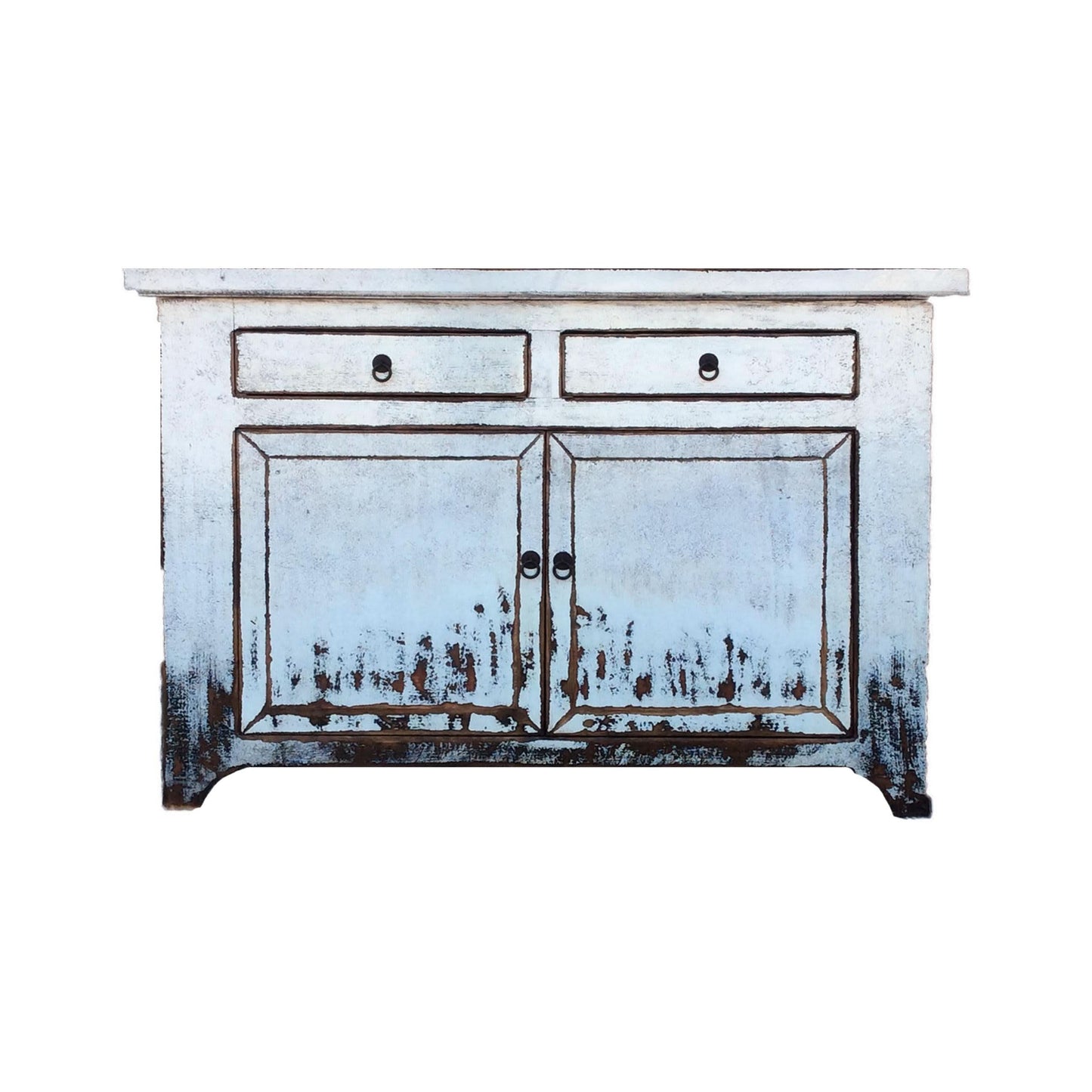 CHANGZHI H1 CHINESE ANTIQUE RECYCLED  PINE TIMBER BUFFET/SIDEBOARD 2 DOORS 2 DRAWERS BLUE - MyChocolateWood