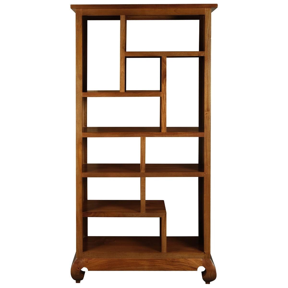 CHENGLEI DISPLAY UNIT ROOM DIVIDER OPIUM STYLE LEG IN LIGHT PECAN - MyChocolateWood